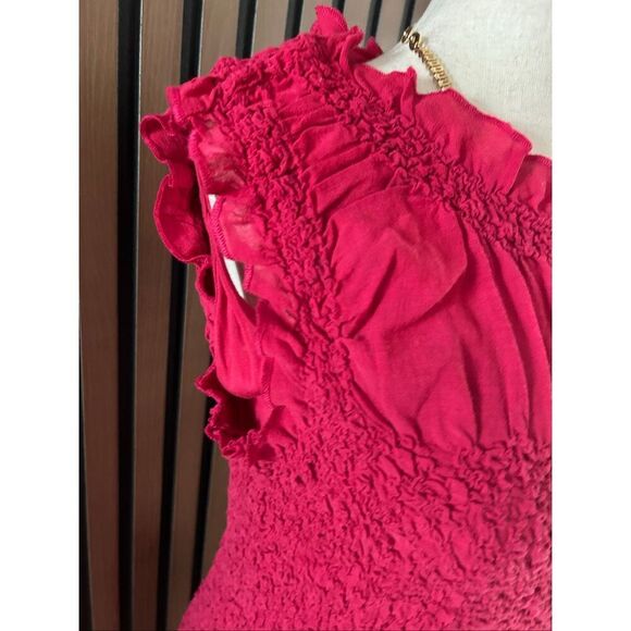 Anthropologie Mock-Neck Textured Mini Dress size small red/pink color - Picture 4 of 10
